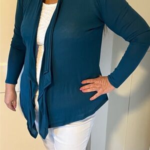 Teal Open Front Cardigan